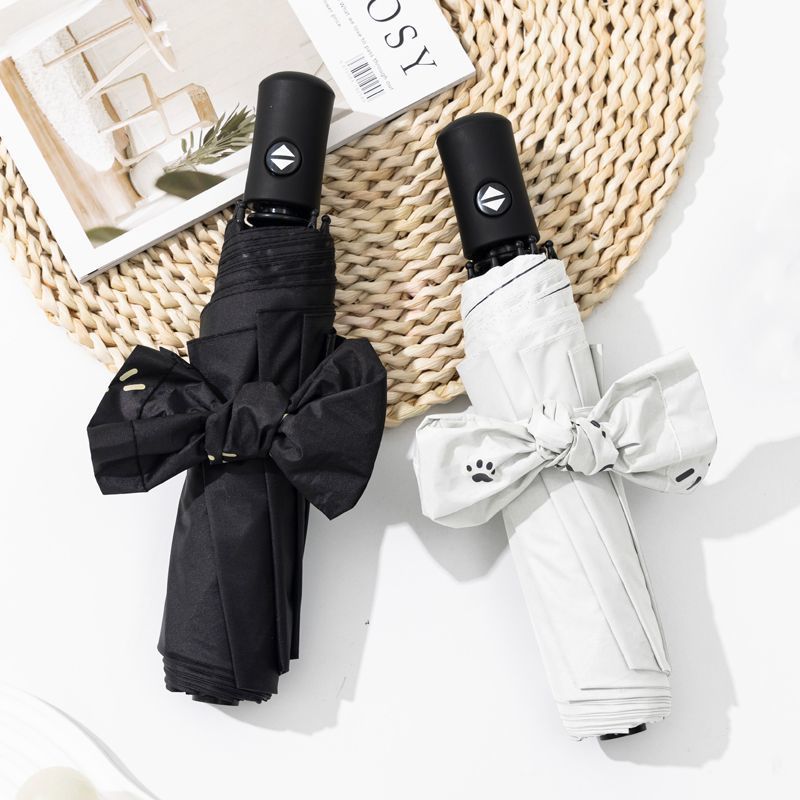 Cute Cat Automatic Umbrella Women'S Sunny And Rainy Dual-Purpose Folding Sun Umbrella Sunshade Anti-Ultraviolet Sunshade Umbrella For Students - Image 3